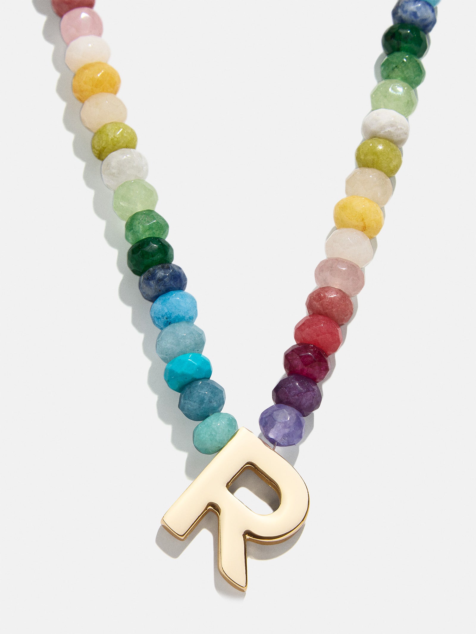 Semi-Precious Block Initial Necklace - Multi - Image 19