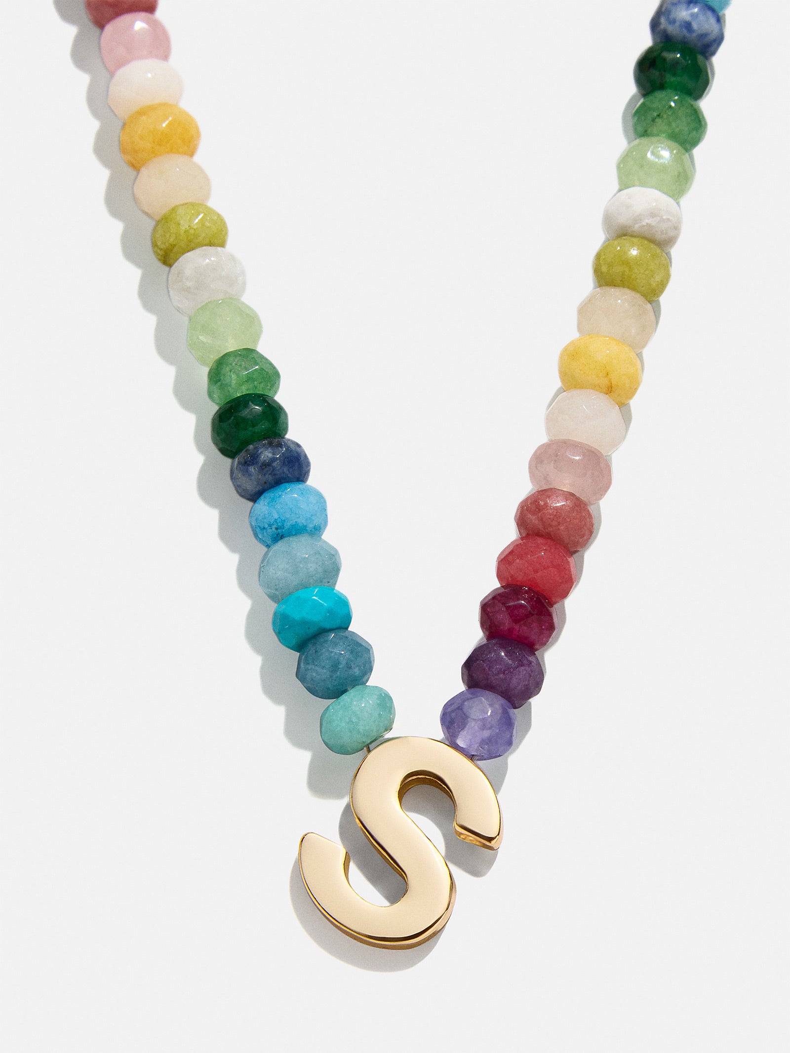 Semi-Precious Block Initial Necklace - Multi - Image 20