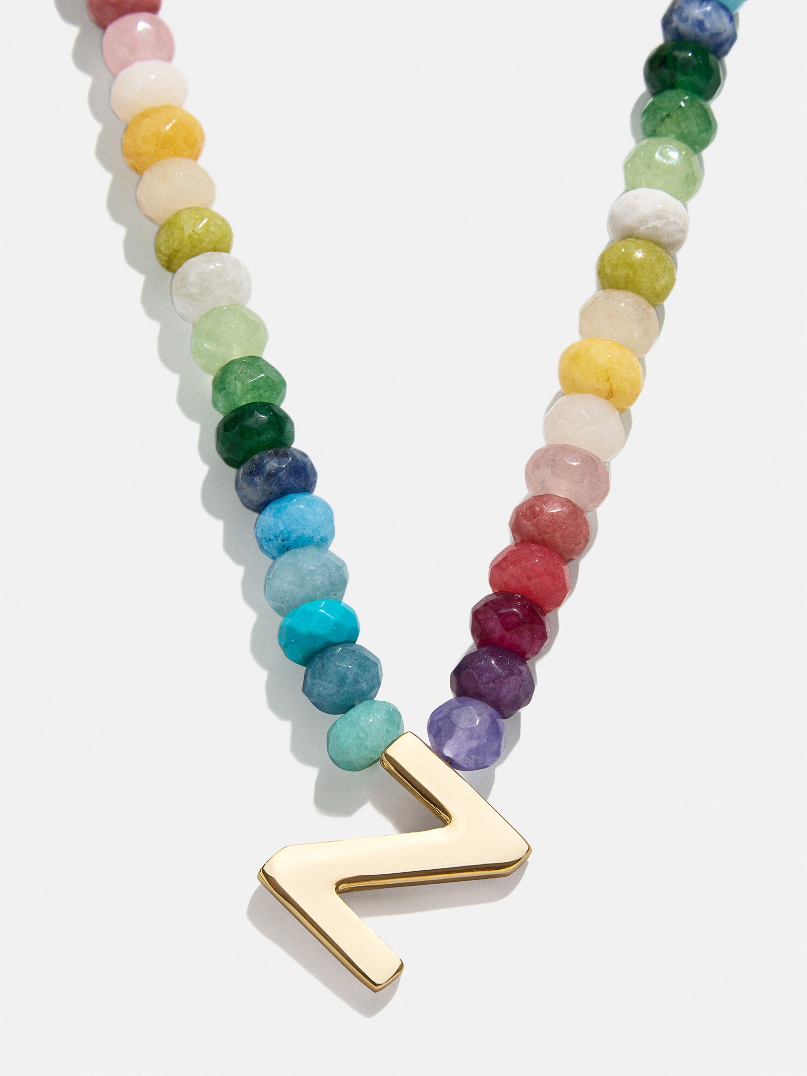 Semi-Precious Block Initial Necklace - Multi - Image 24