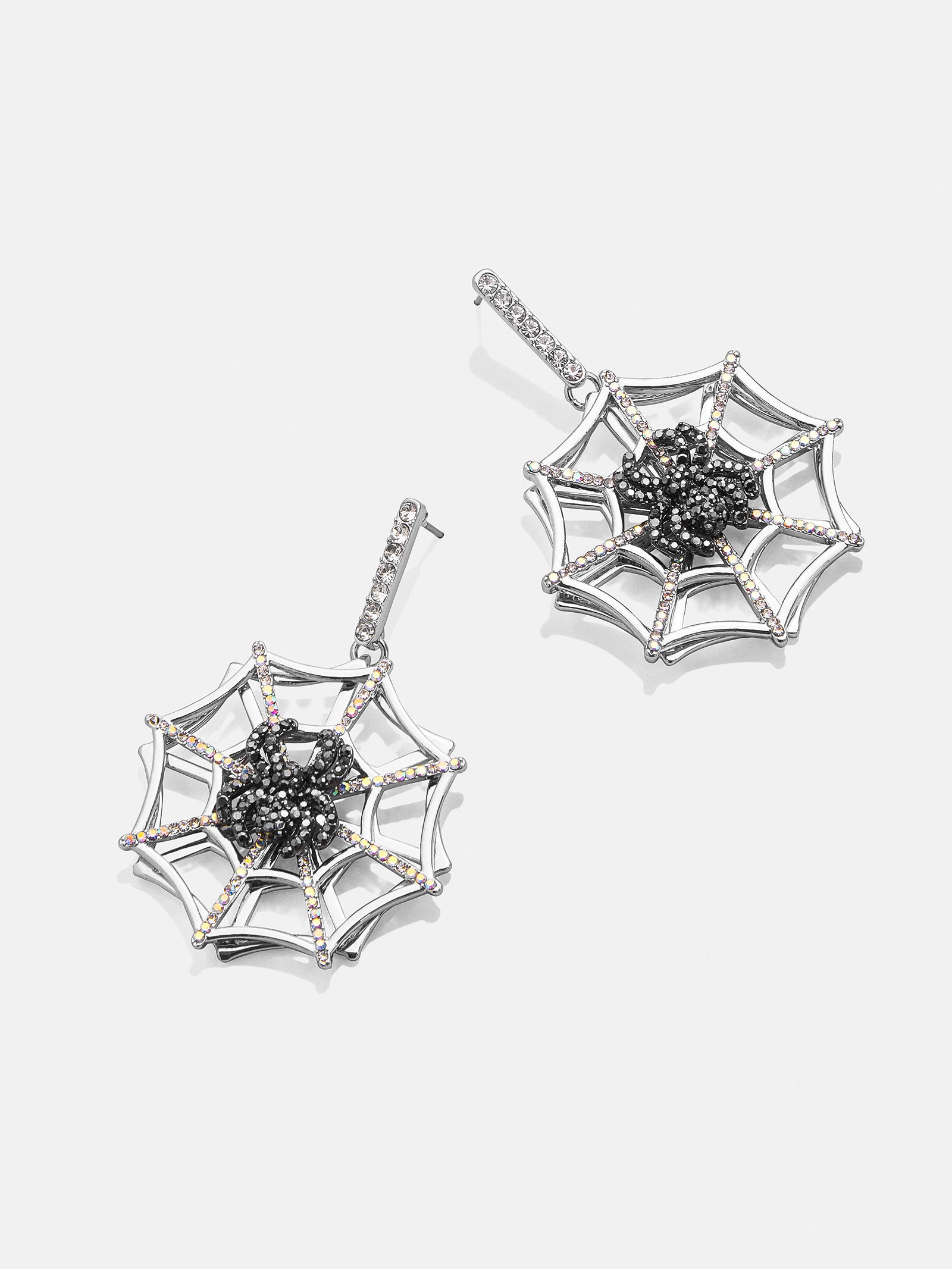 Web Struck Earrings - Black Spider