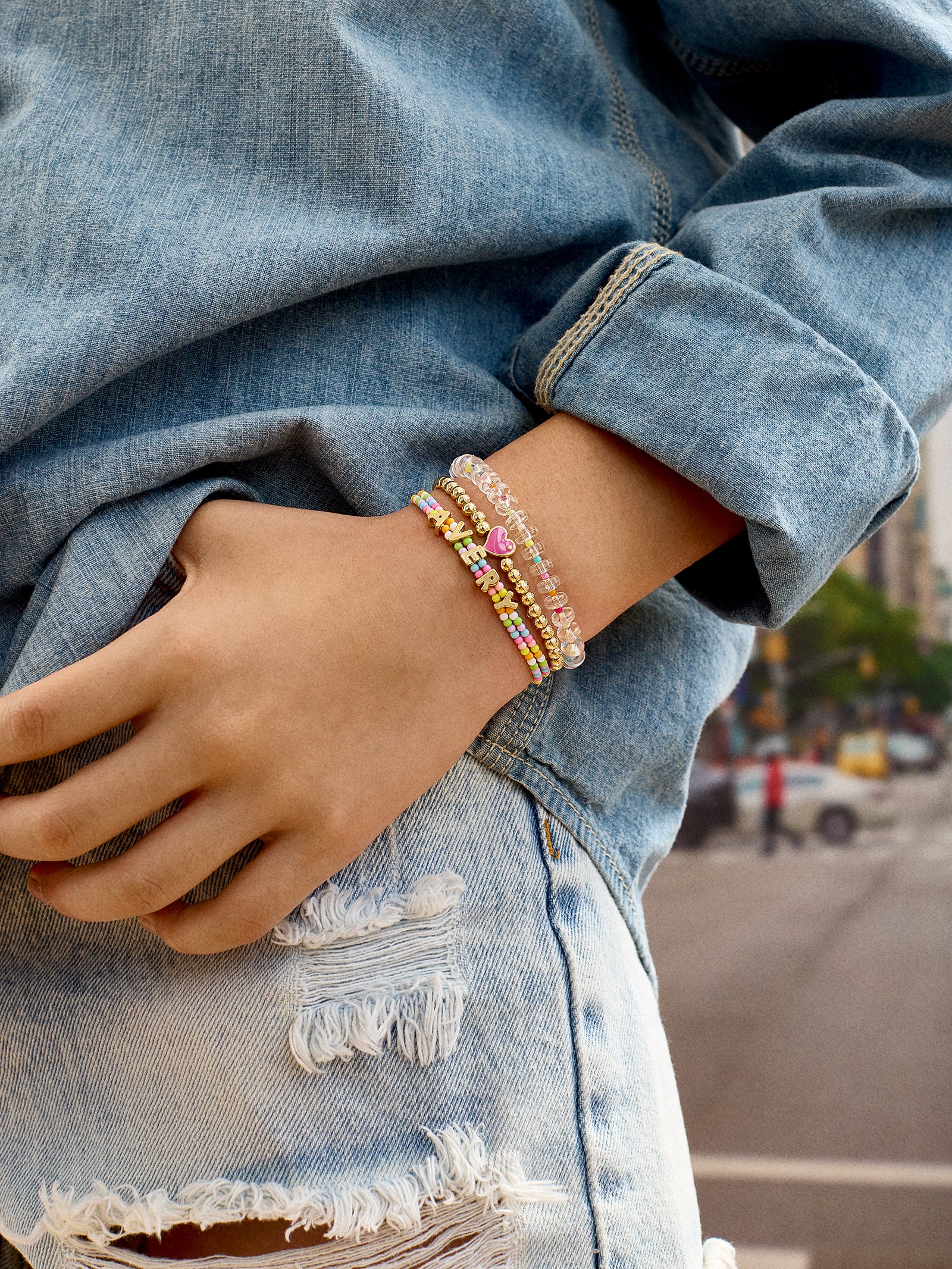 Bead Mine Kids' Custom Name Bracelet - Light Multi - Image 2