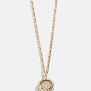 Disney Mickey Mouse 18K Gold Plated Sterling Silver Outline Pendant Necklace - Gold/Pavé