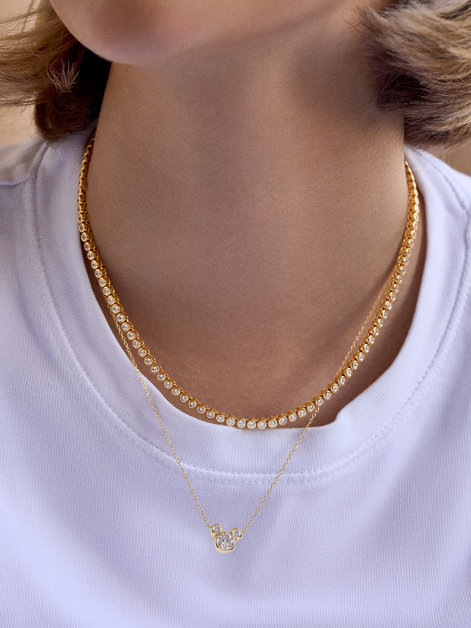 Mickey Mouse Disney 18K Gold Plated Sterling Silver & Cubic Zircona Pendant Necklace - Gold/Pav?? - Image 2