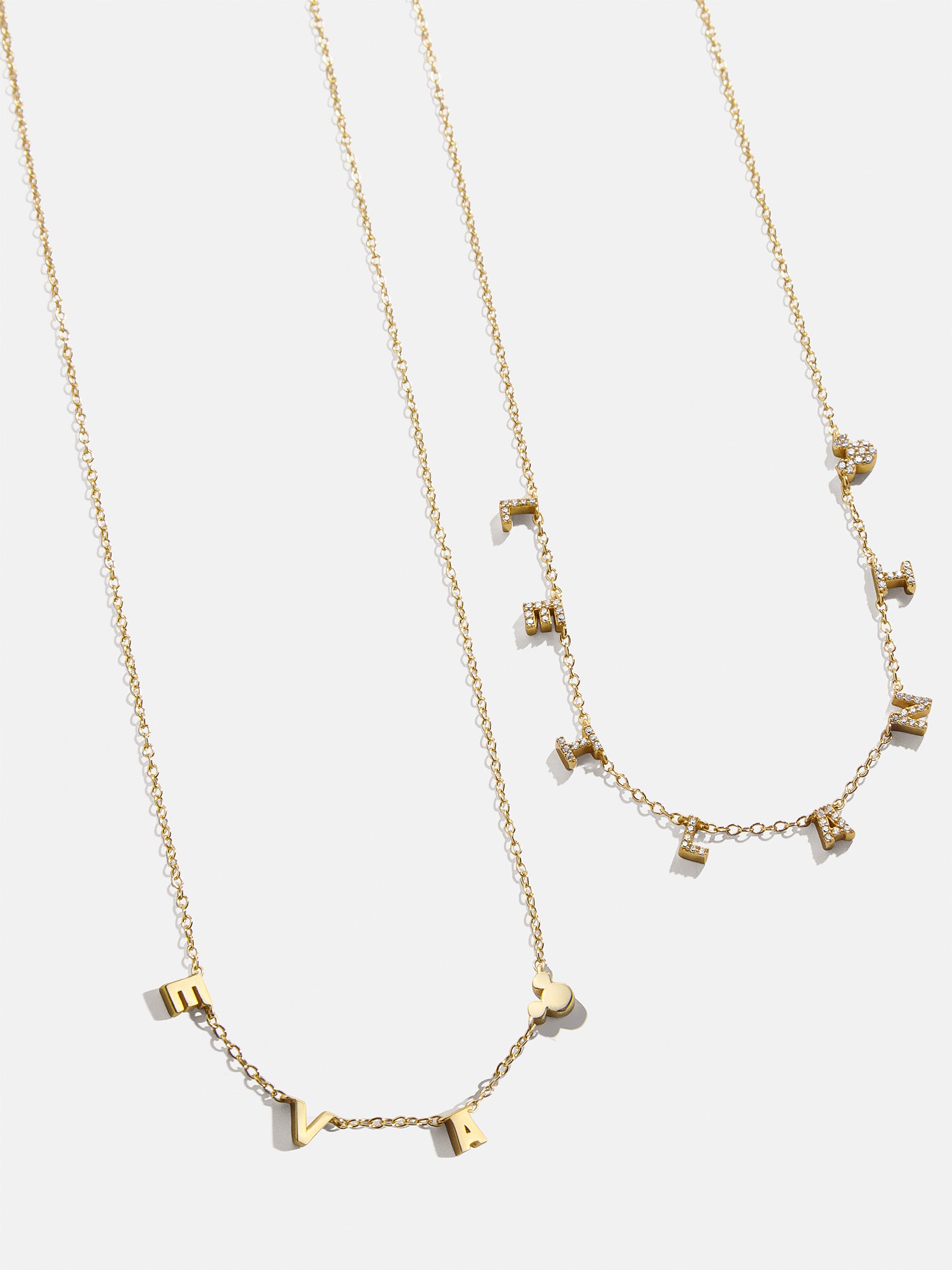 Disney Mickey Mouse 18K Gold Plated Sterling Silver Spaced Custom Necklace - Gold/Pav??