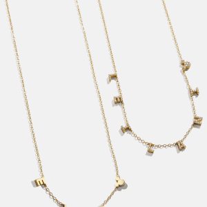 Disney Mickey Mouse 18K Gold Plated Sterling Silver Spaced Custom Necklace - Gold