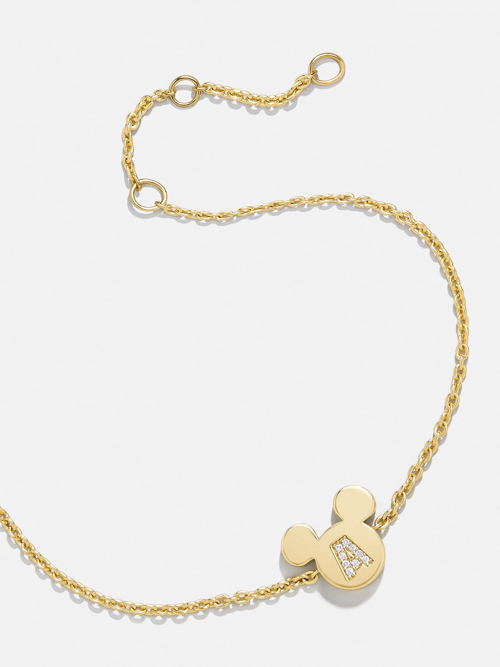 Mickey Mouse Disney 18K Gold Plated Sterling Silver & Cubic Zirconia Initial Bracelet - Gold/Pav??