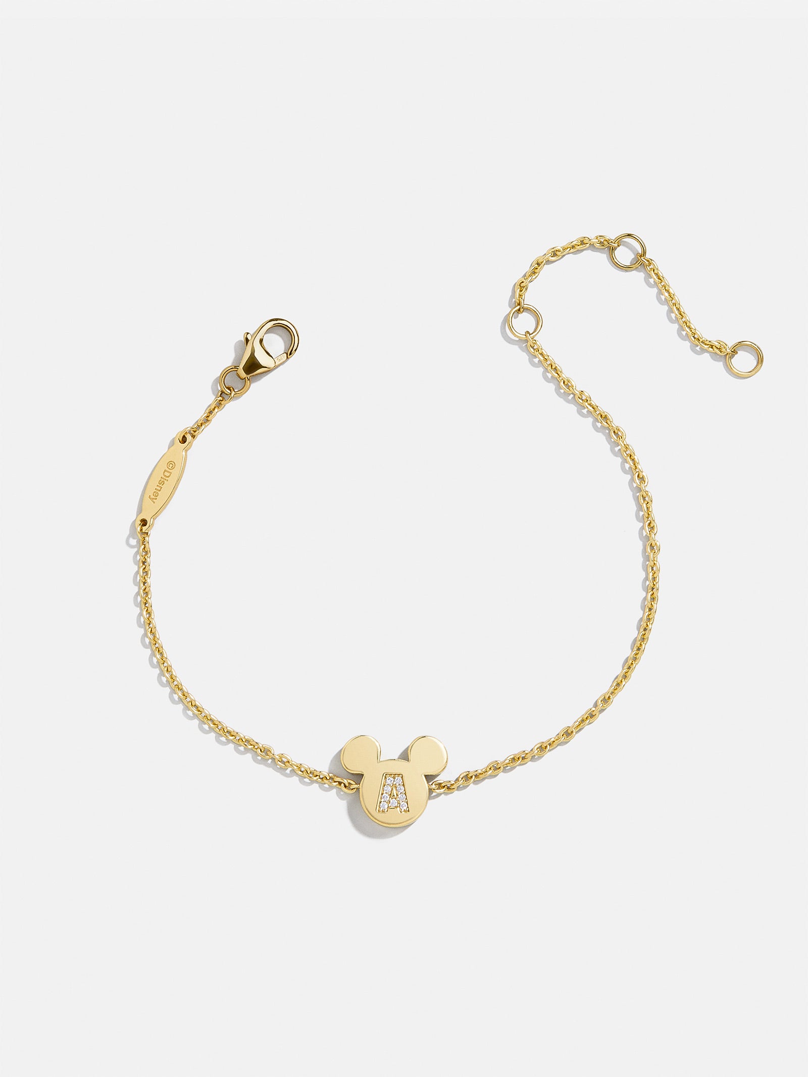 Mickey Mouse Disney 18K Gold Plated Sterling Silver & Cubic Zirconia Initial Bracelet - Gold/Pav?? - Image 3