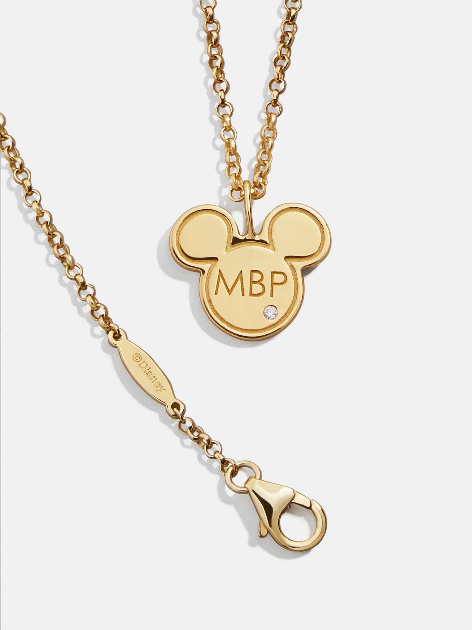 Mickey Mouse Disney 18K Gold Plated Sterling Silver Initial Pendant Necklace - Gold - Image 4