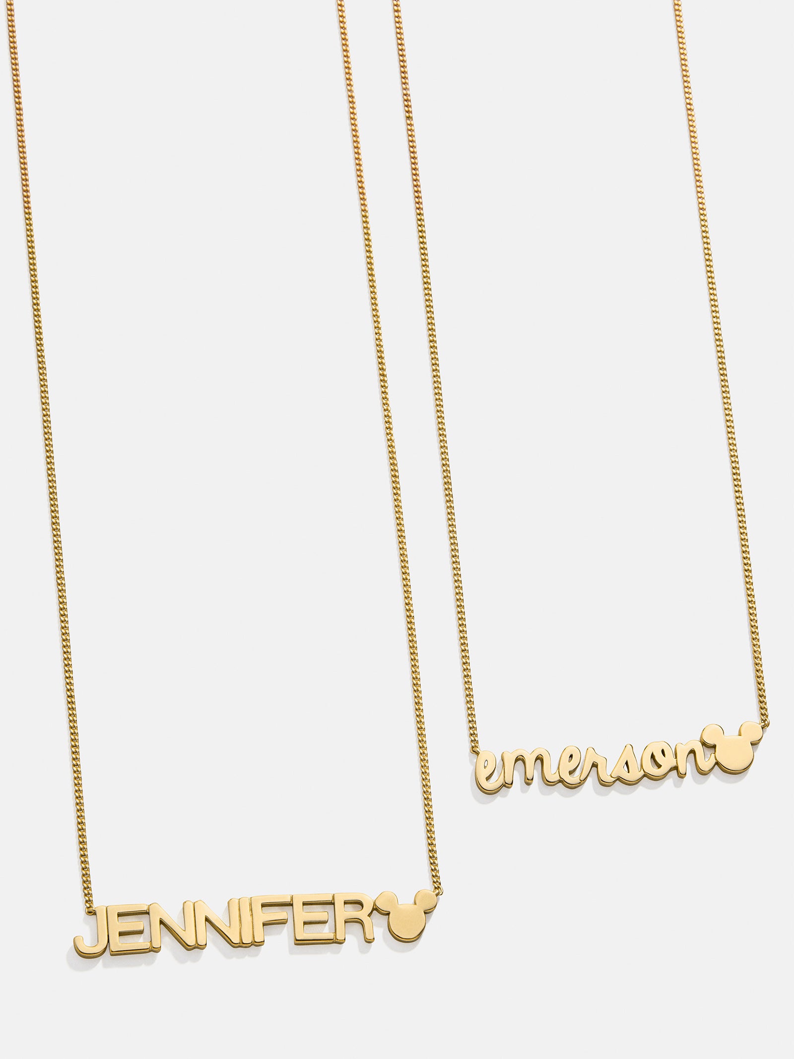Disney Mickey Mouse 18K Gold Plated Sterling Silver Custom Nameplate Necklace - Gold/Pavé