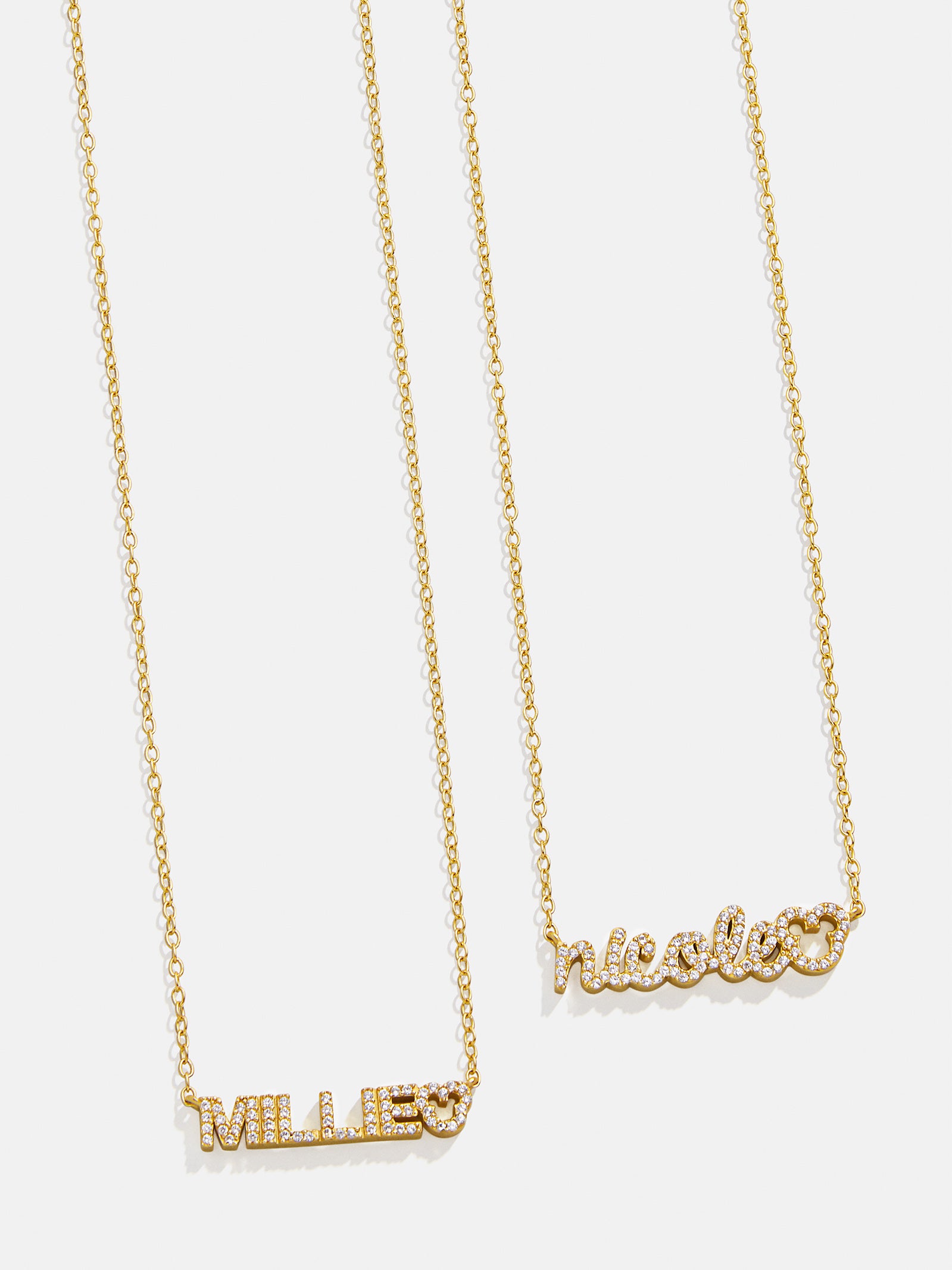 Disney Mickey Mouse 18K Gold Plated Sterling Silver Custom Nameplate Necklace - Gold/Pavé - Image 2