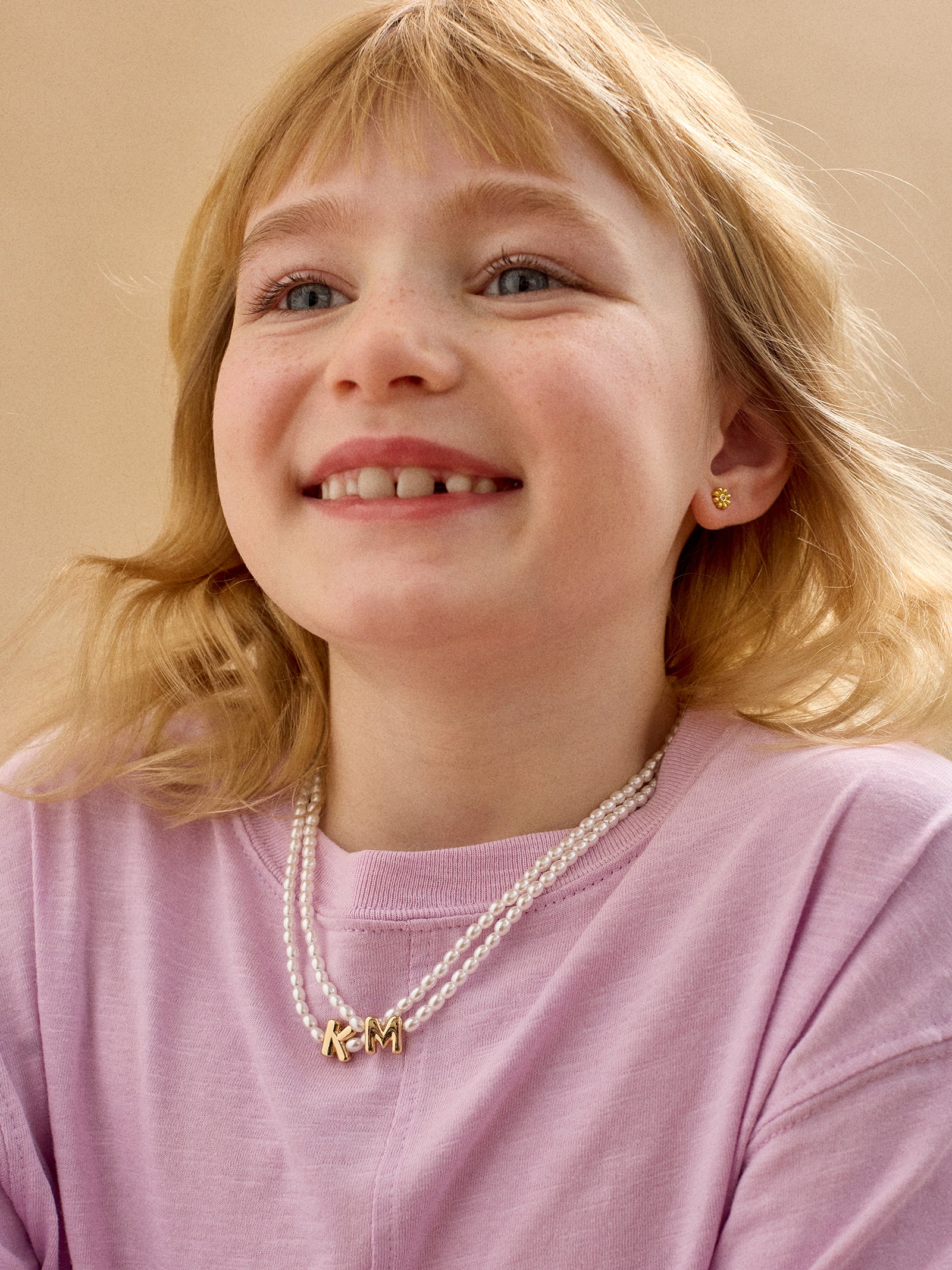 Playful Pearls Kids' Initial Necklace - Gold/Pearl - Image 29