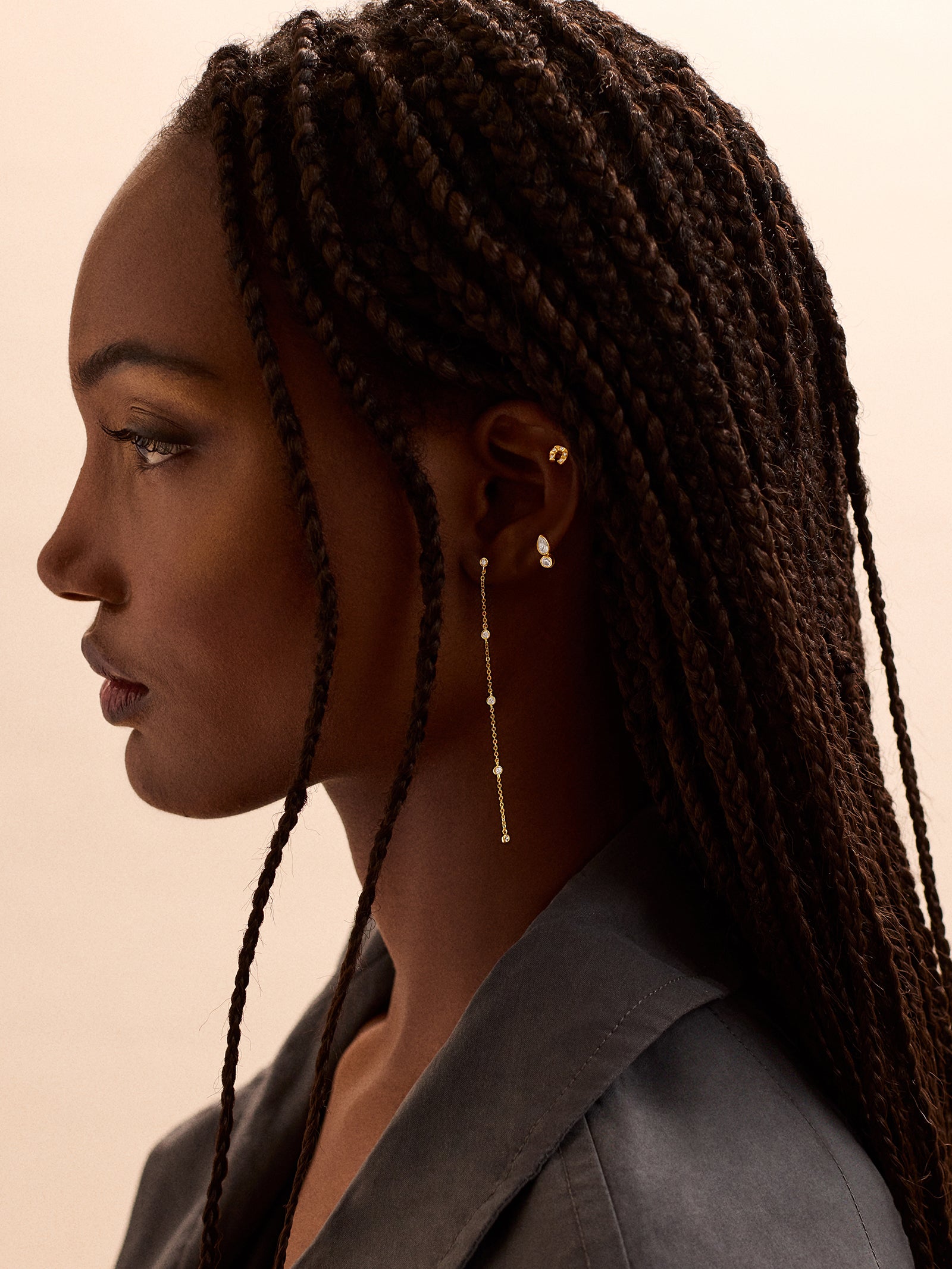 Livia 18K Gold Earrings - Gold/Pav?? - Image 2