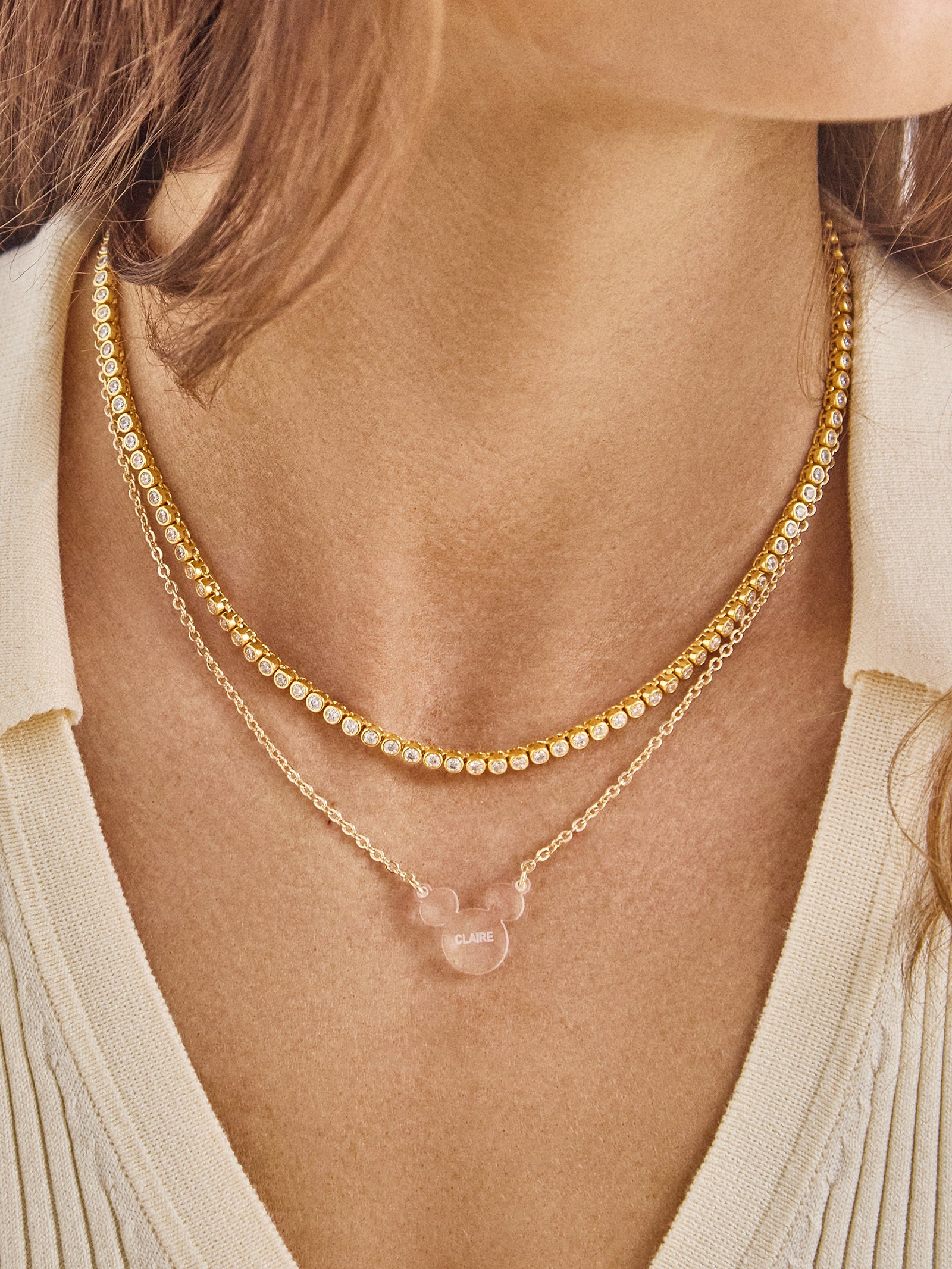 Disney Mickey Mouse Acrylic Custom Necklace - Blonde Marble - Image 2