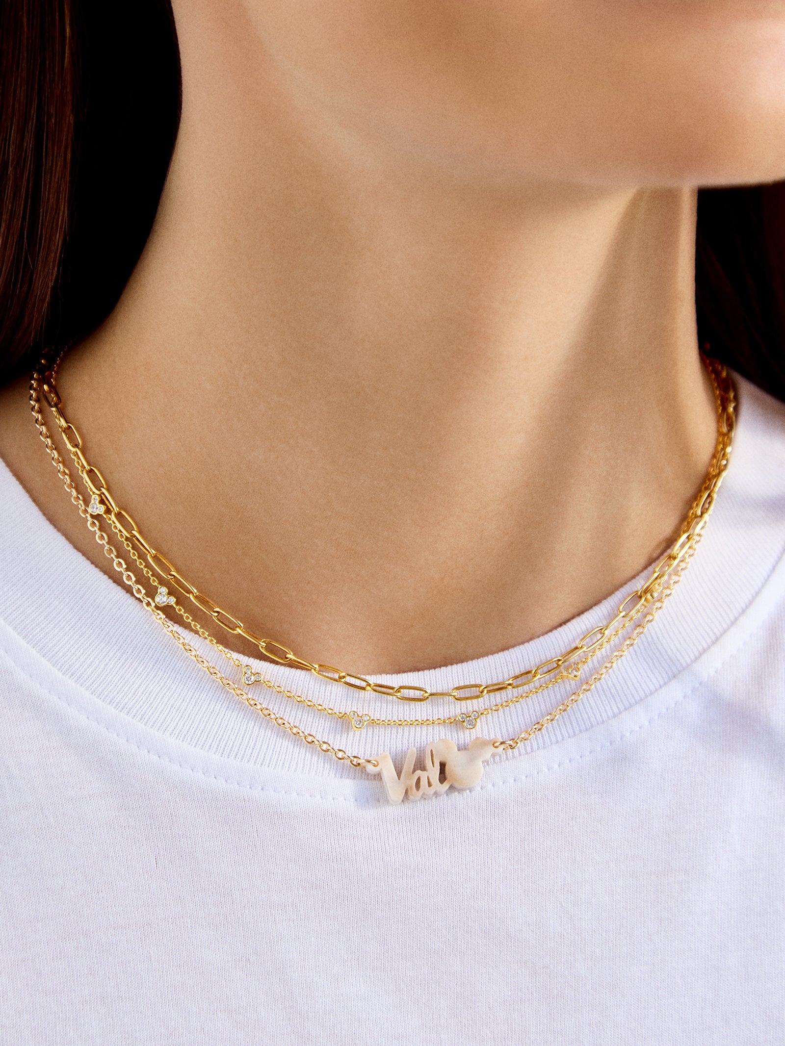 Disney Mickey Mouse Acrylic Custom Nameplate Necklace - Blonde Marble - Image 2