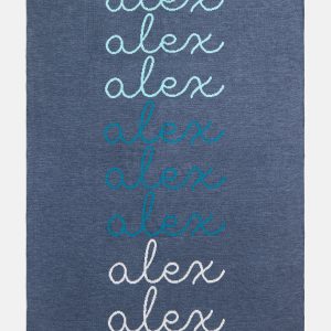 Script Ombre Name Custom Blanket - Denim/Light Blue
