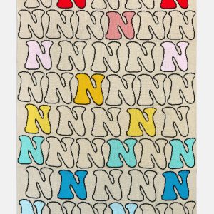 Bubble Initial Standout Custom Blanket - Beige/Multi