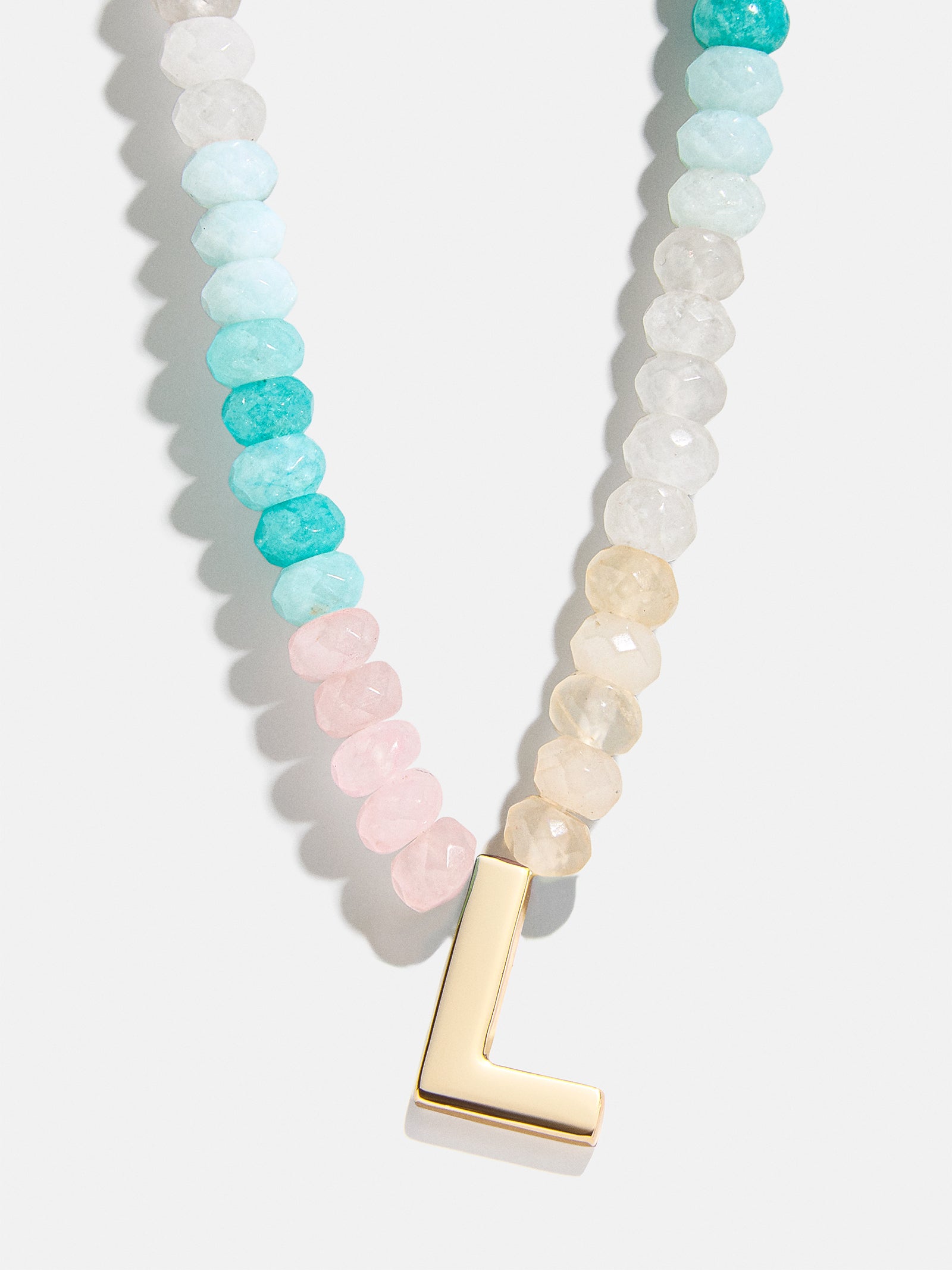 Semi-Precious Block Initial Necklace - Light Multi - Image 14