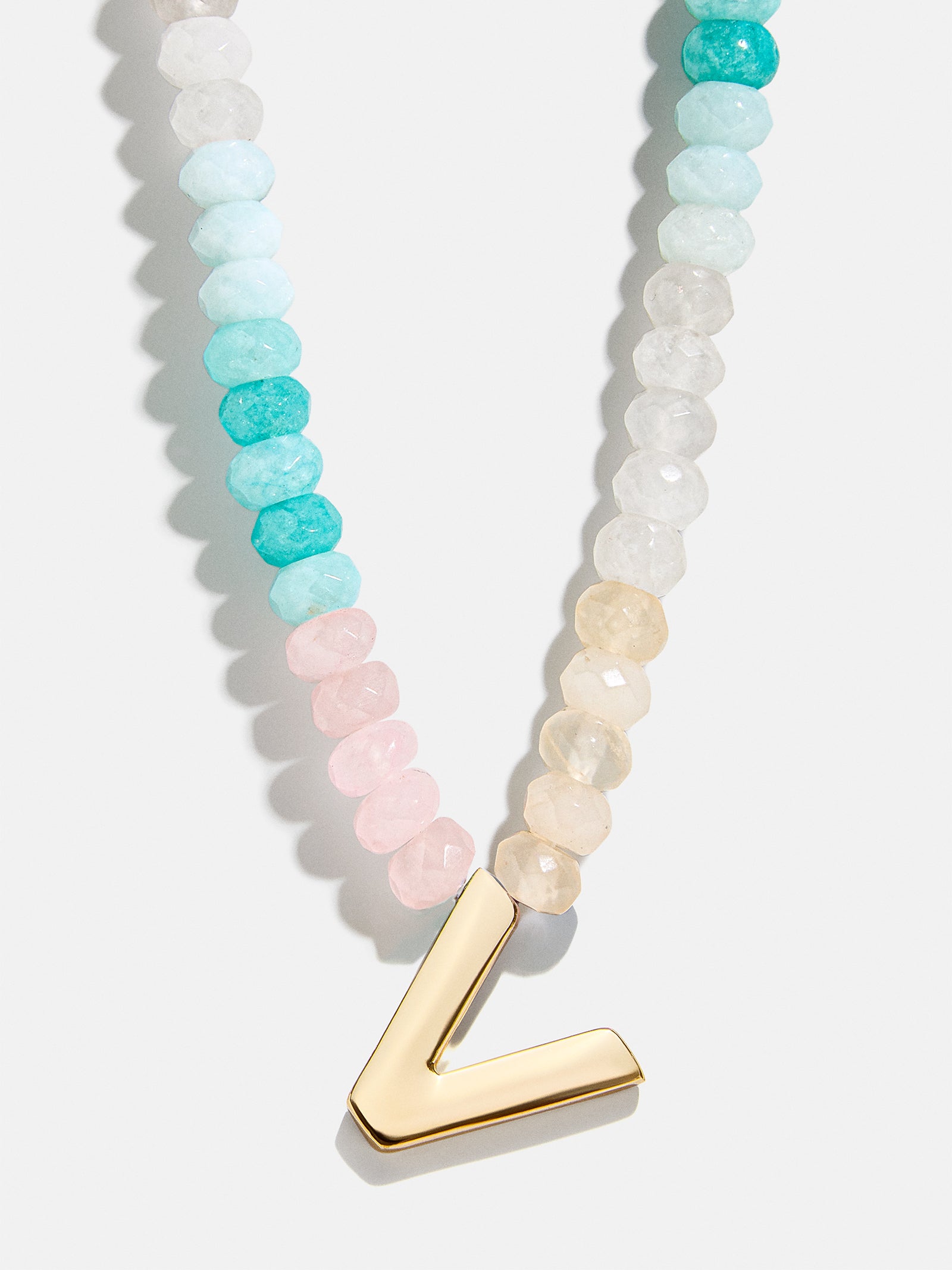 Semi-Precious Block Initial Necklace - Light Multi - Image 22