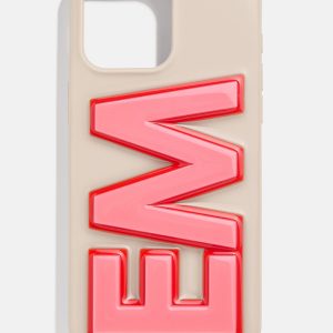 Block Font Custom iPhone Case - Beige/Pink