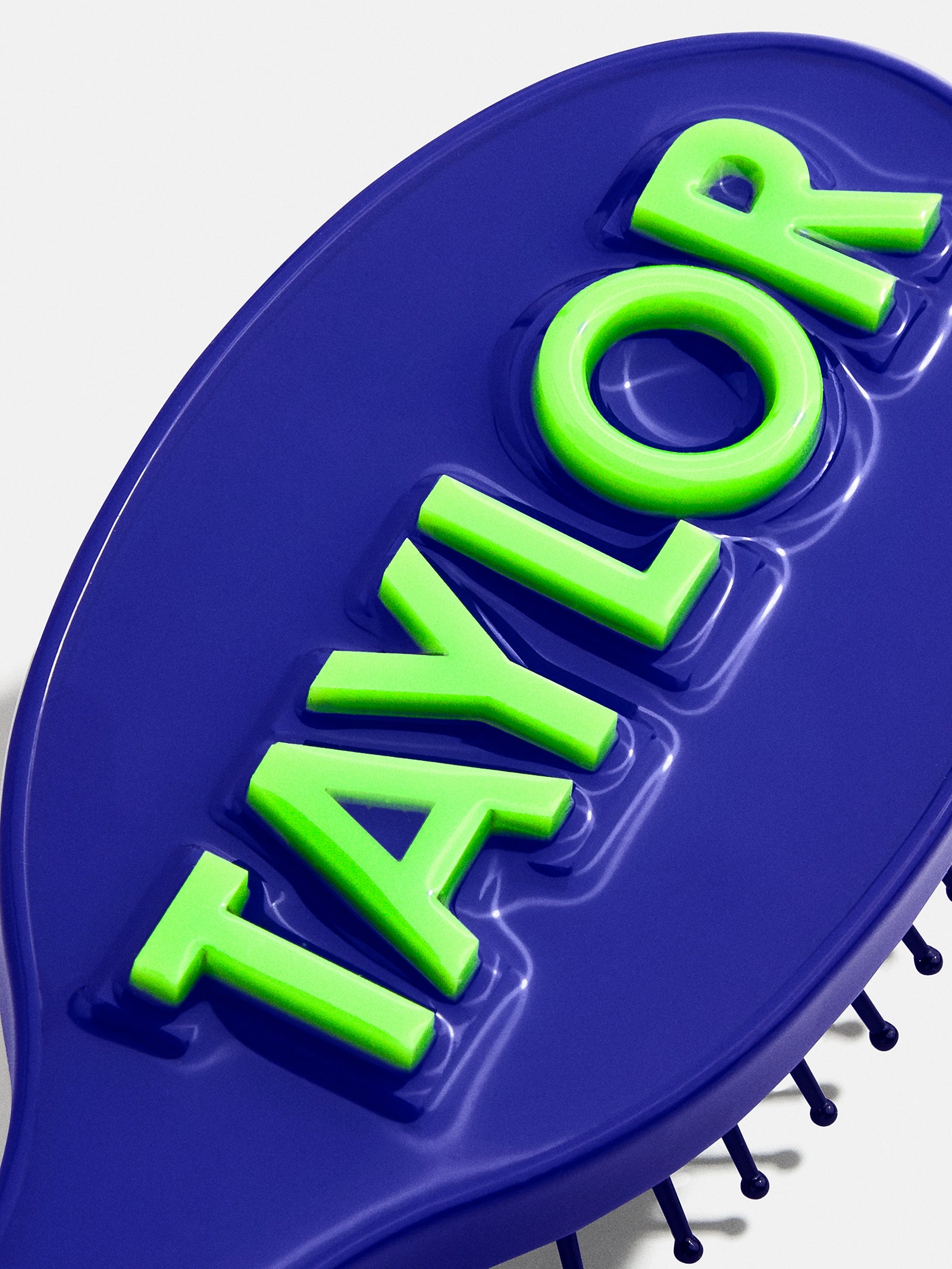 Mini Block Font Custom Hair Brush - Navy/Green - Image 3