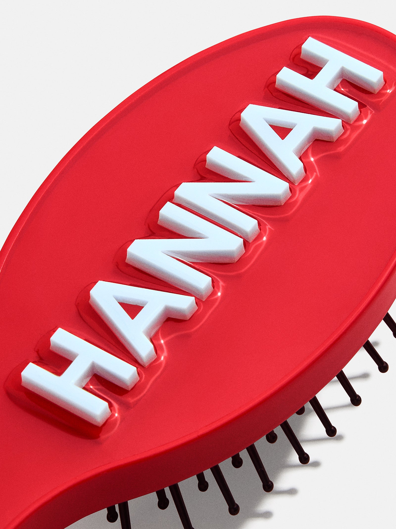 Mini Block Font Custom Hair Brush - Red/Light Blue - Image 3