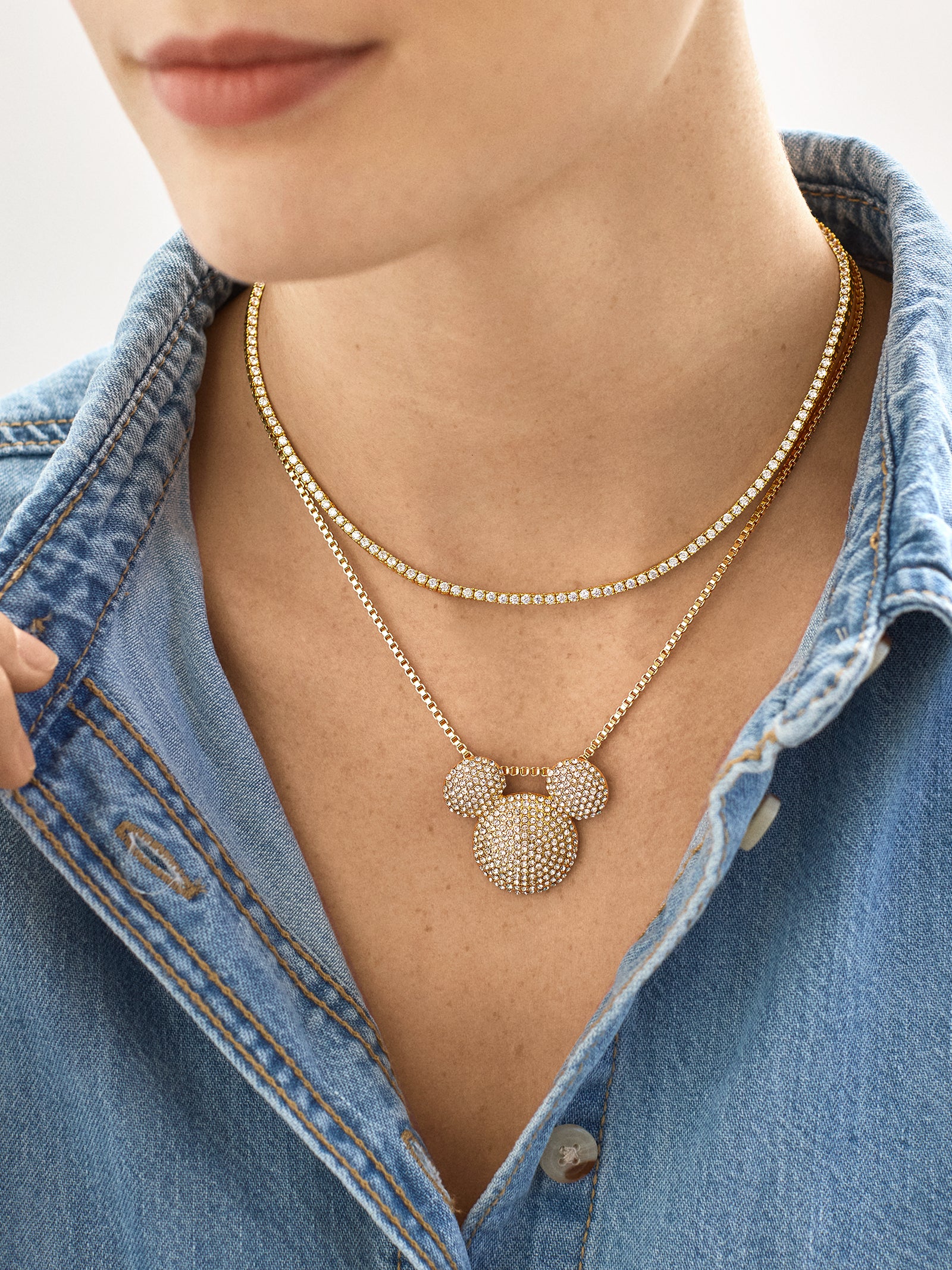 Disney Mickey Mouse Pav?? Bubble Necklace - Gold/Pav?? - Image 2