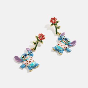 Disney Stitch Rose Earrings - Stitch Rose Earrings