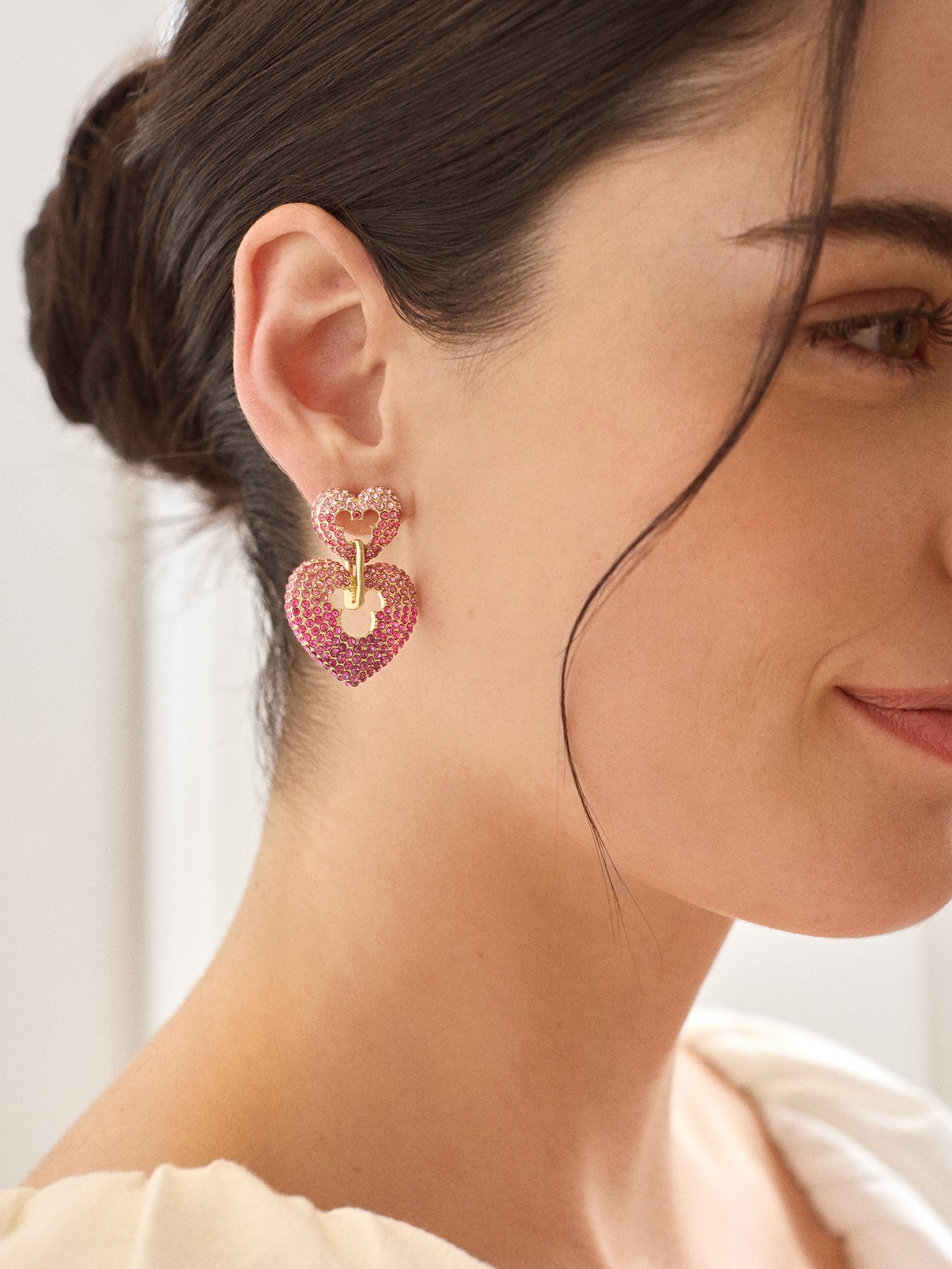 Disney Mickey Mouse Heart Statement Earrings - Pink - Image 2