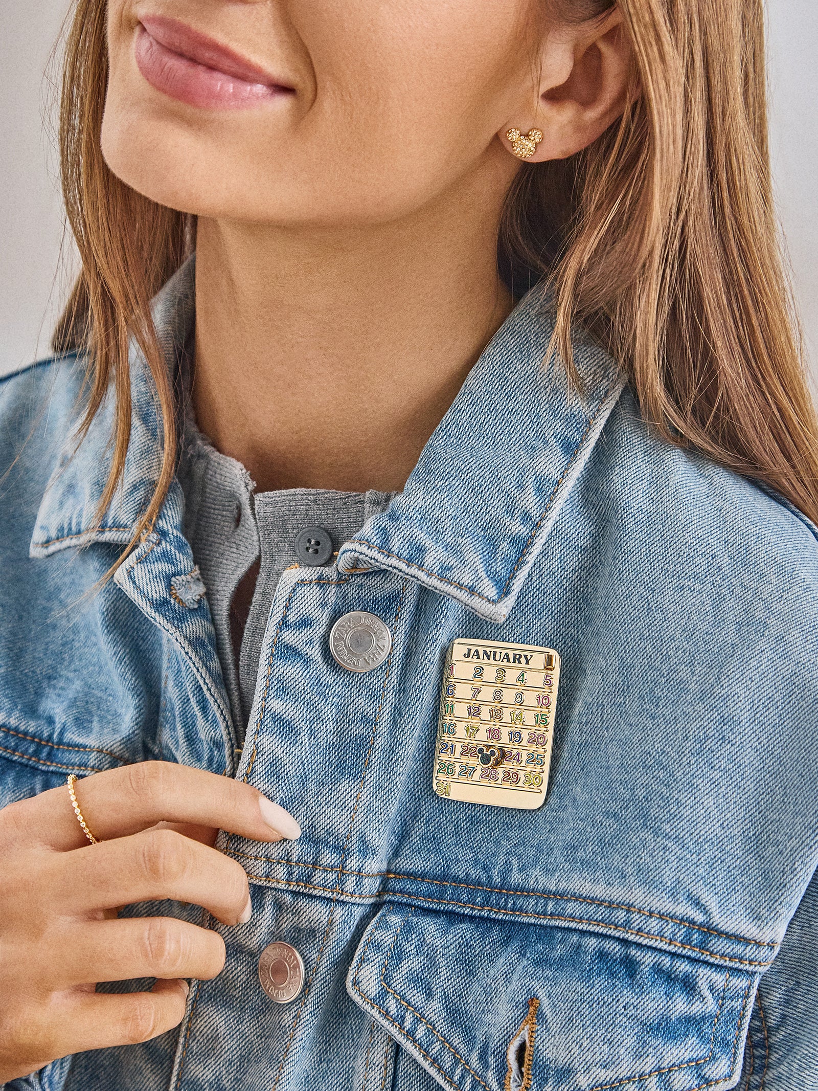 Disney Mickey Mouse Adjustable Calendar Pin - Gold - Image 2