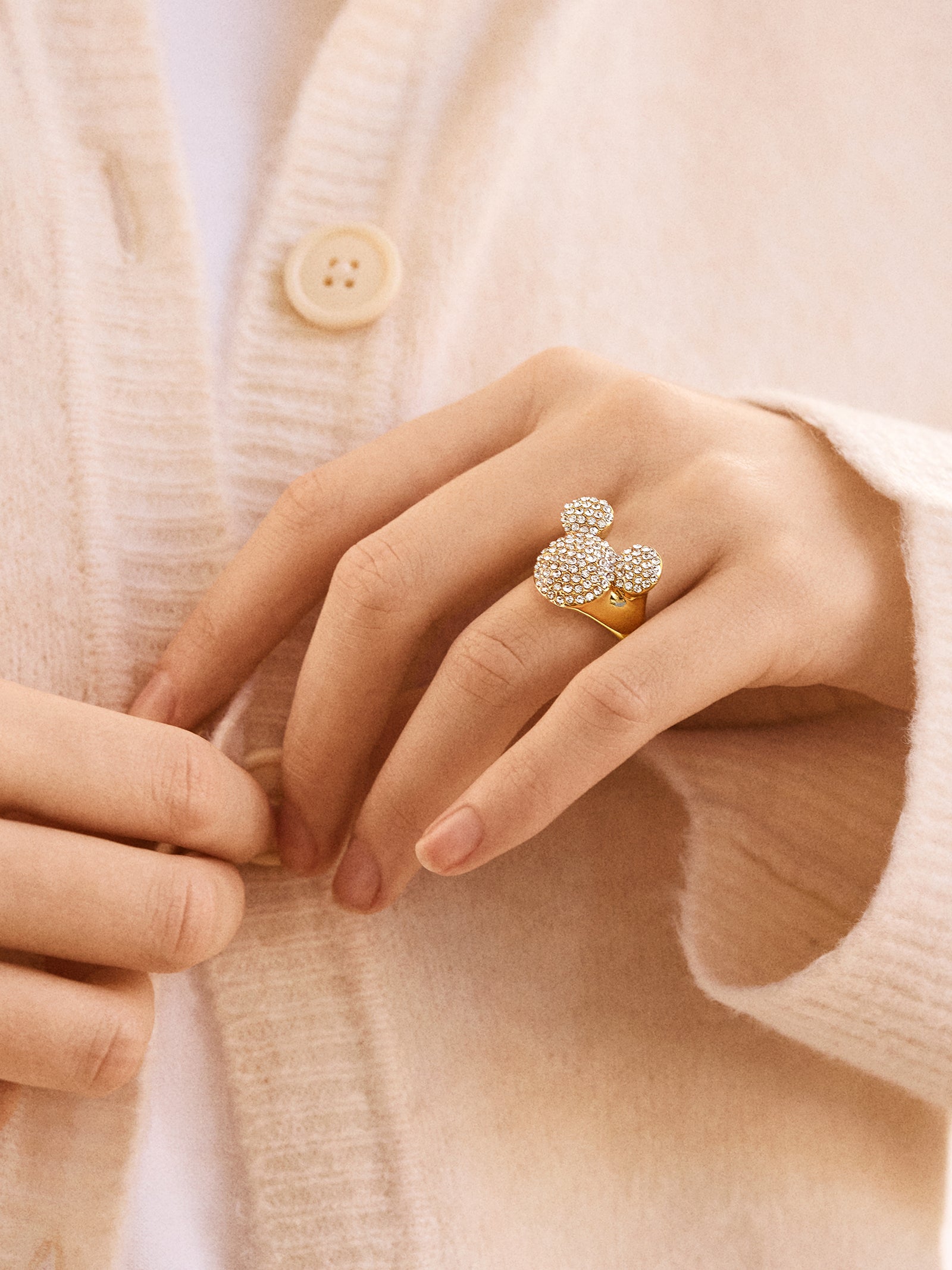 Disney Mickey Mouse Pav?? Bubble Ring - Gold/Pav?? - Image 2