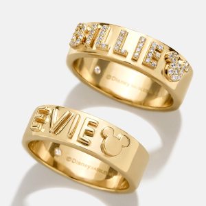 Disney 18K Gold Plated Sterling Silver Custom Block Ring - Gold/Pav??