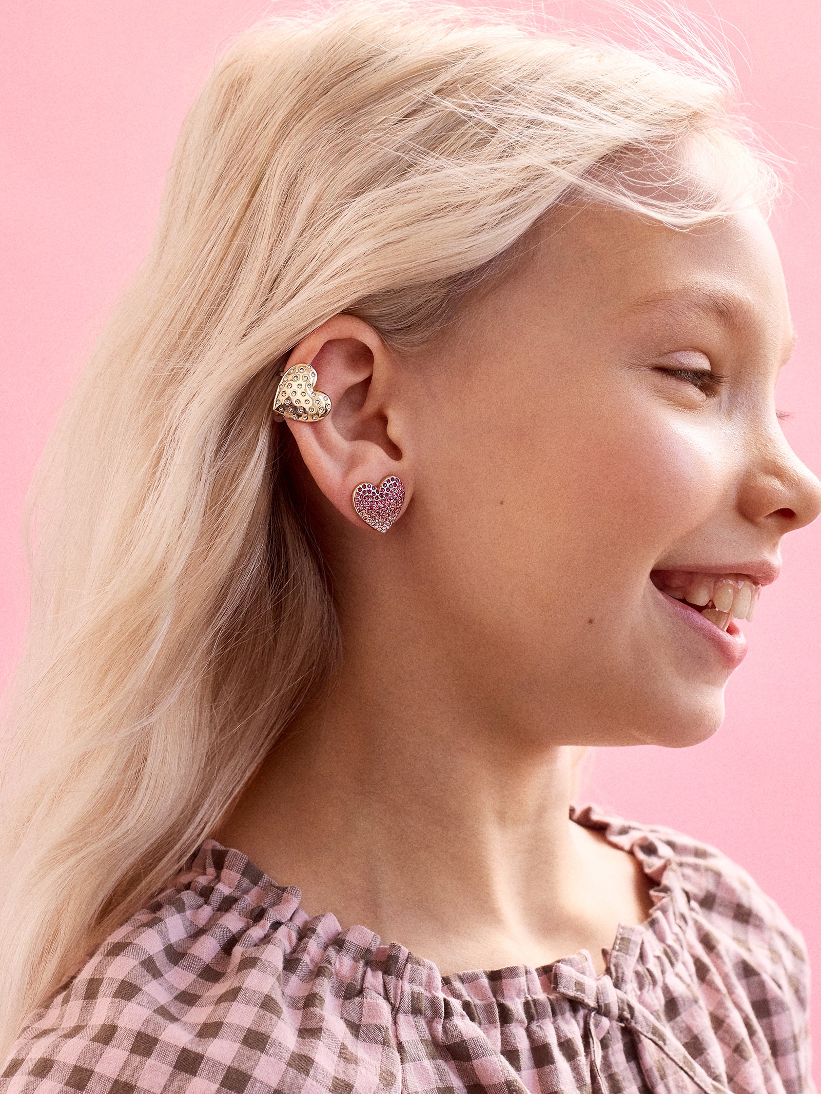 Heart To Heart Kids' Clip-On Earring Set - Pav?? Heart Stud - Image 2