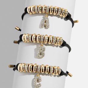 Natisha Initial Pull-Tie Bracelet - Gold/Black