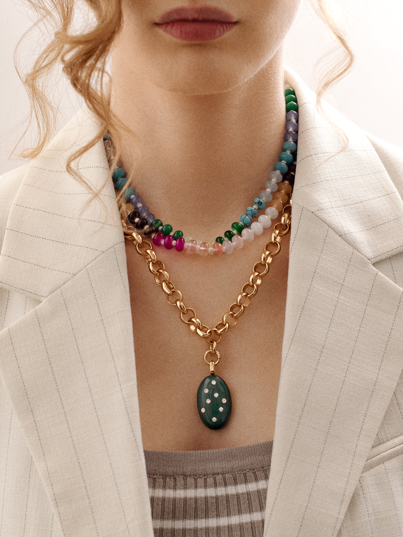 Aurora Semi-Precious Layered Necklace - Gold/Multi - Image 2