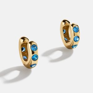Sydney 18K Gold Birthstone Earrings - Blue Zircon