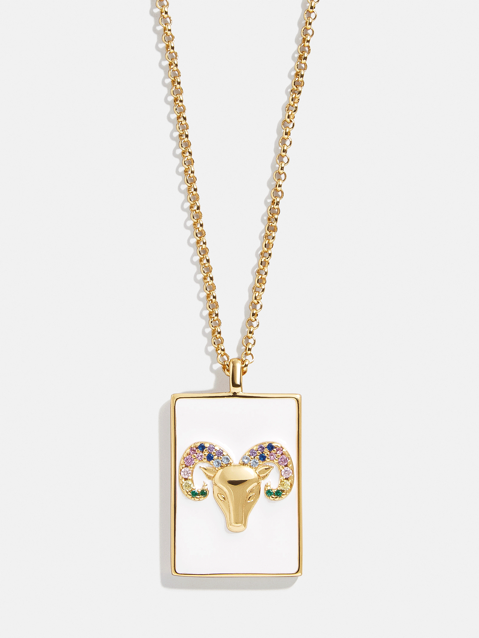 Reversible 18K Gold Zodiac Pendant Necklace - Aries - Image 3