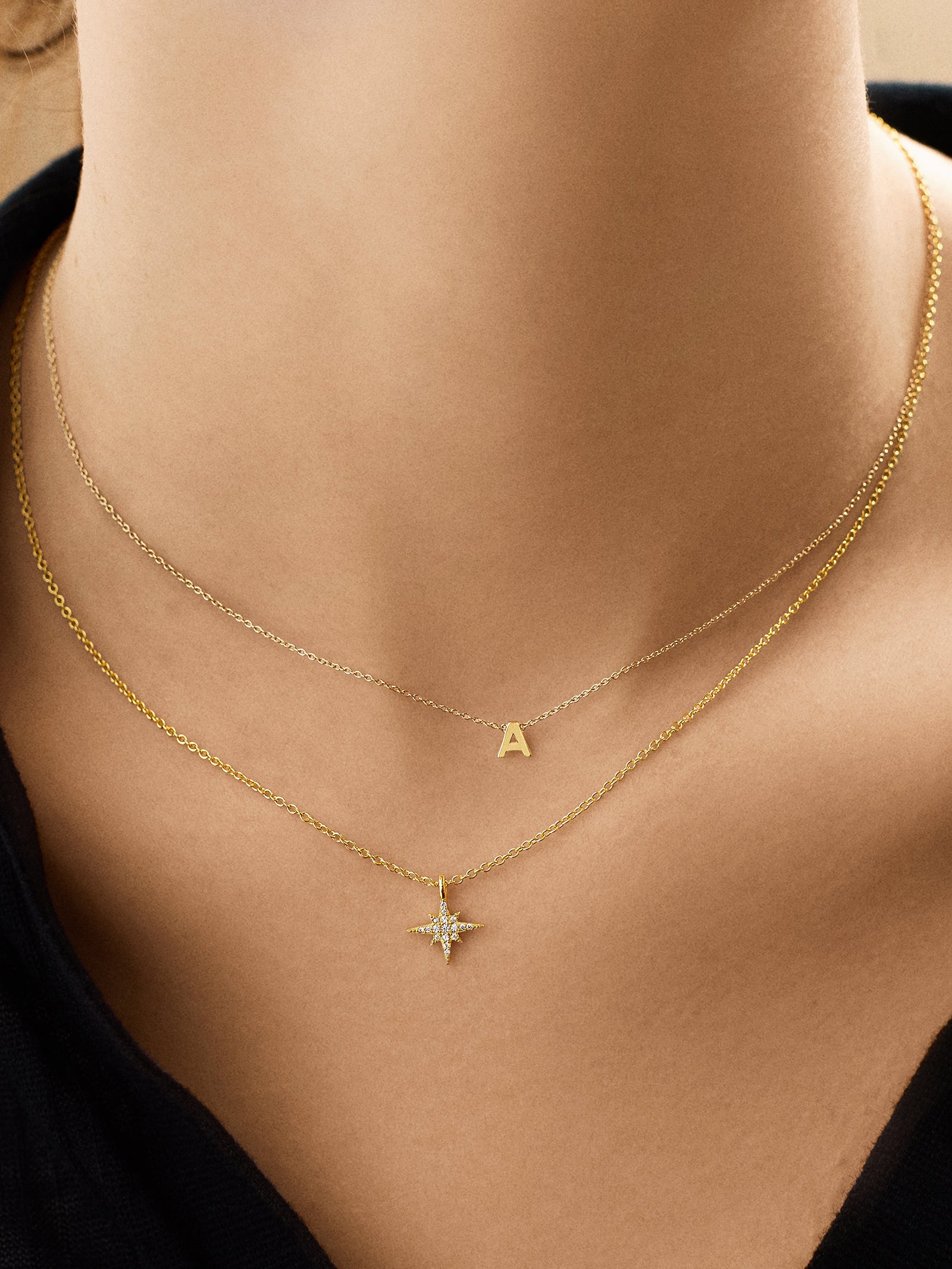 18K Gold Motif Necklace - North Star - Image 2