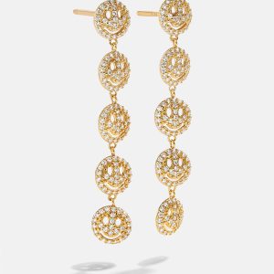 18K Gold Smiley Face Drop Earrings - Smiley