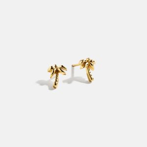 18K Gold Just For Fun Earrings - Palm Tree