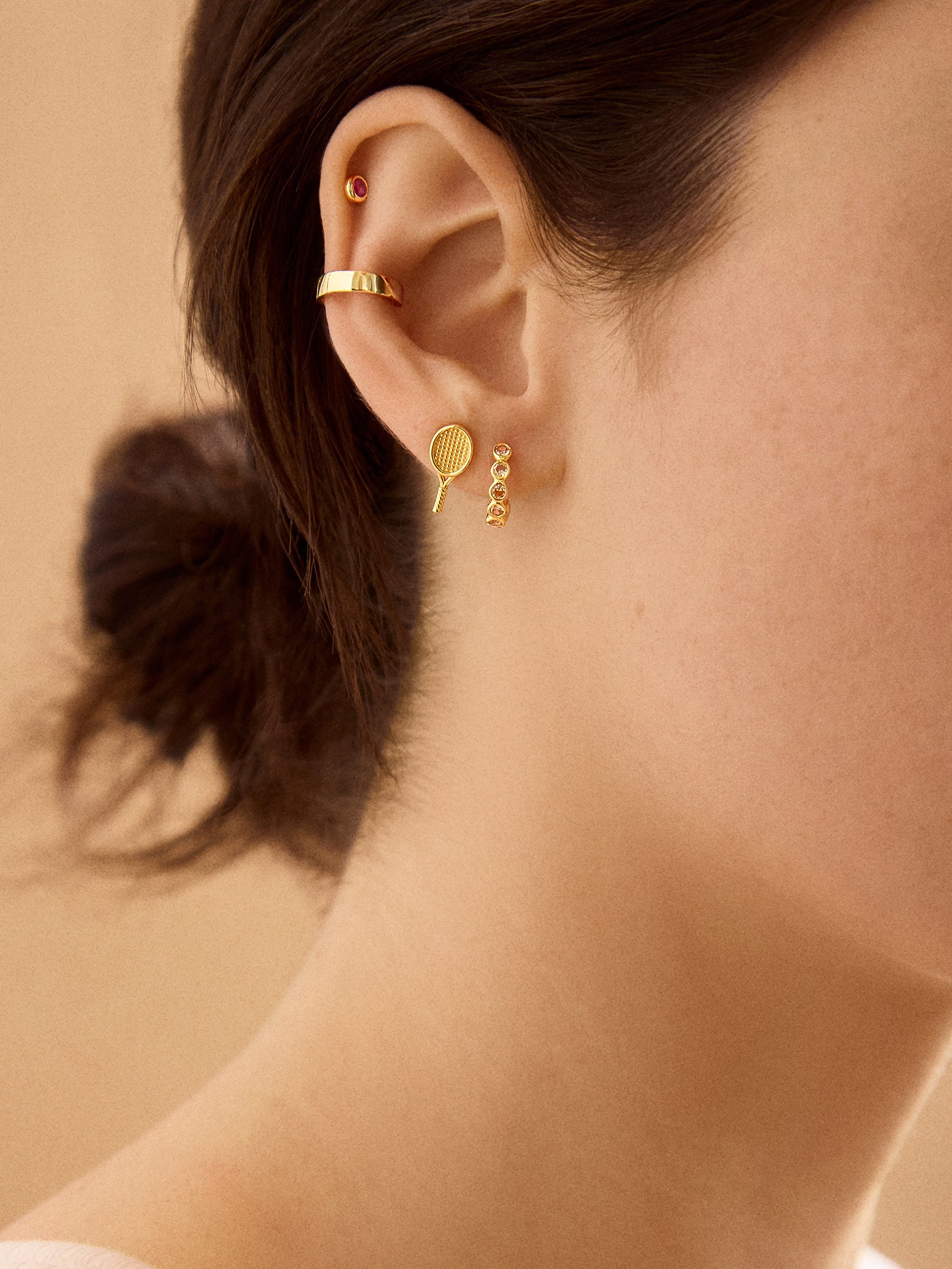 18K Gold Sports Delicate Stud - Tennis - Image 2