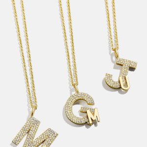 Pav?? Double Initial Custom Necklace - Gold/Pav??