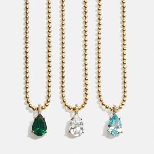 Esther 18K Gold Birthstone Necklace - Crystal
