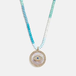 Evil Eye Semi-Precious Necklace - Gold/Blue