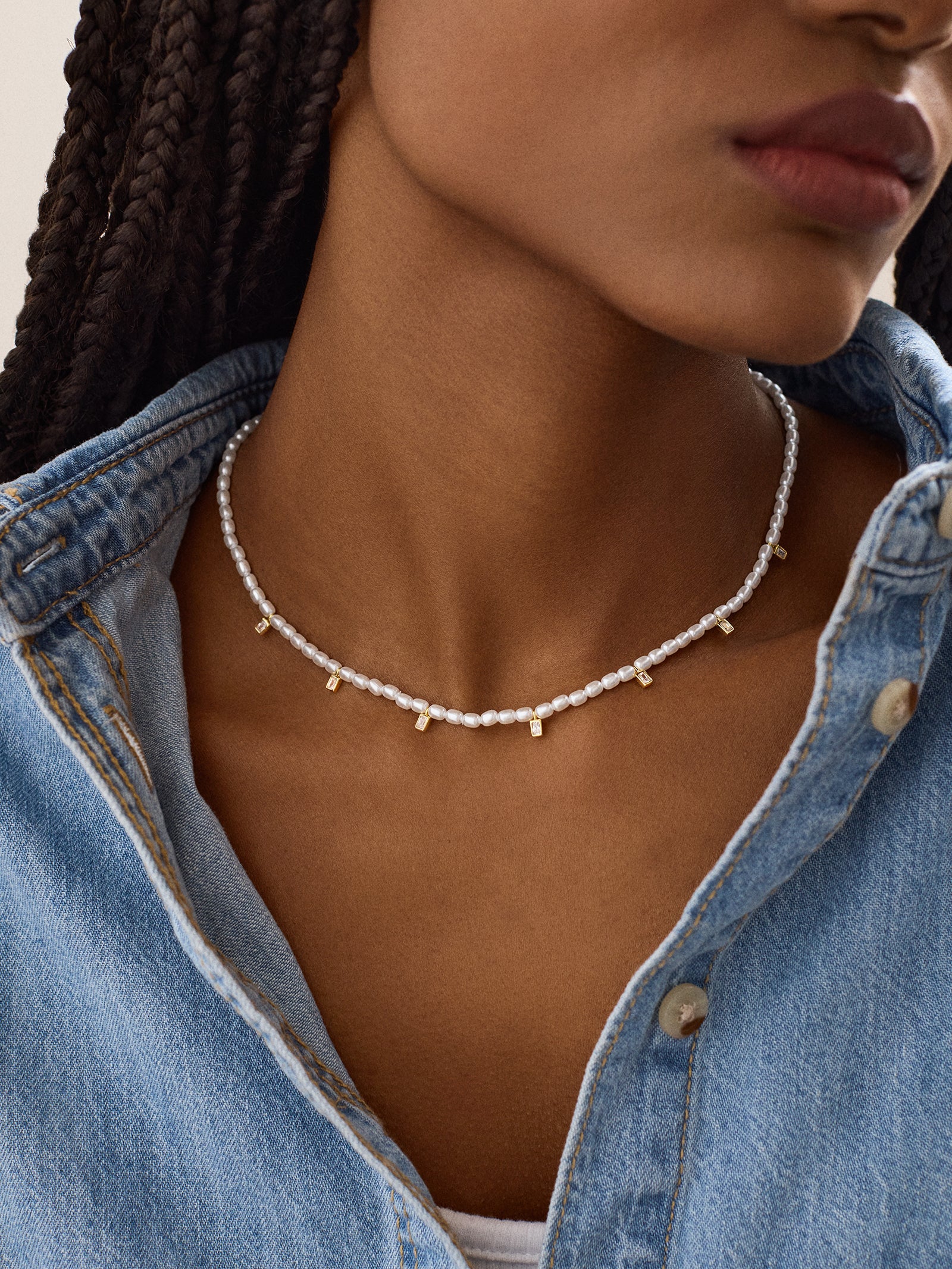 18K Gold Myra Necklace - Gold/Pearl - Image 2