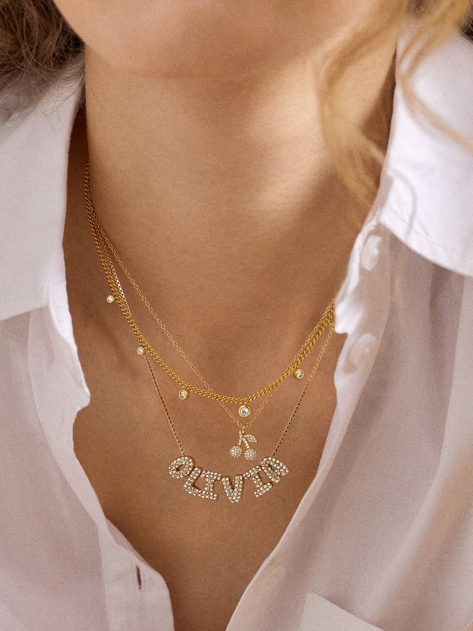 18K Gold Leslie Necklace - Gold/Pav?? - Image 2