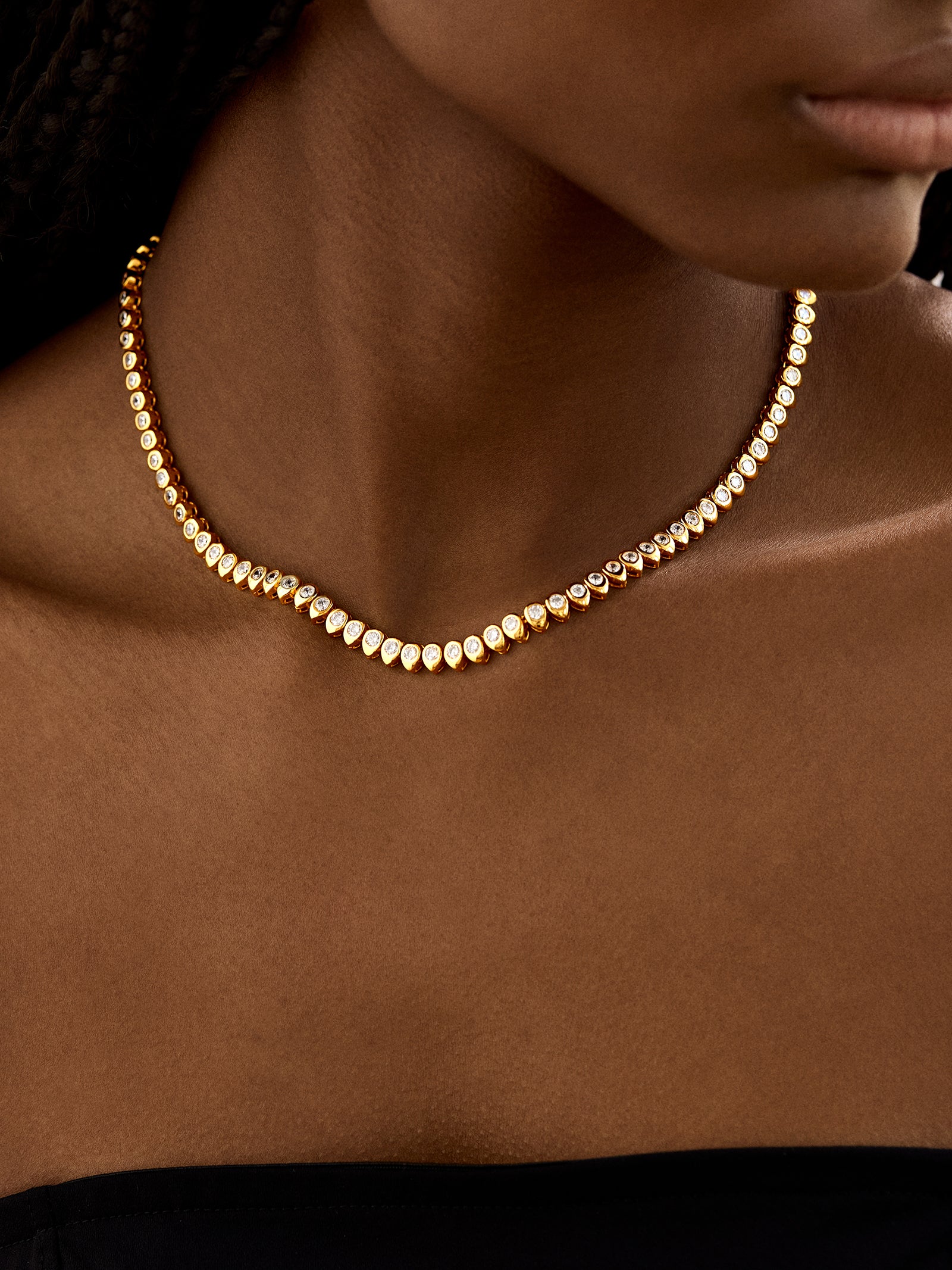 18K Gold Geraldine Tennis Necklace - Gold/Pav?? - Image 2