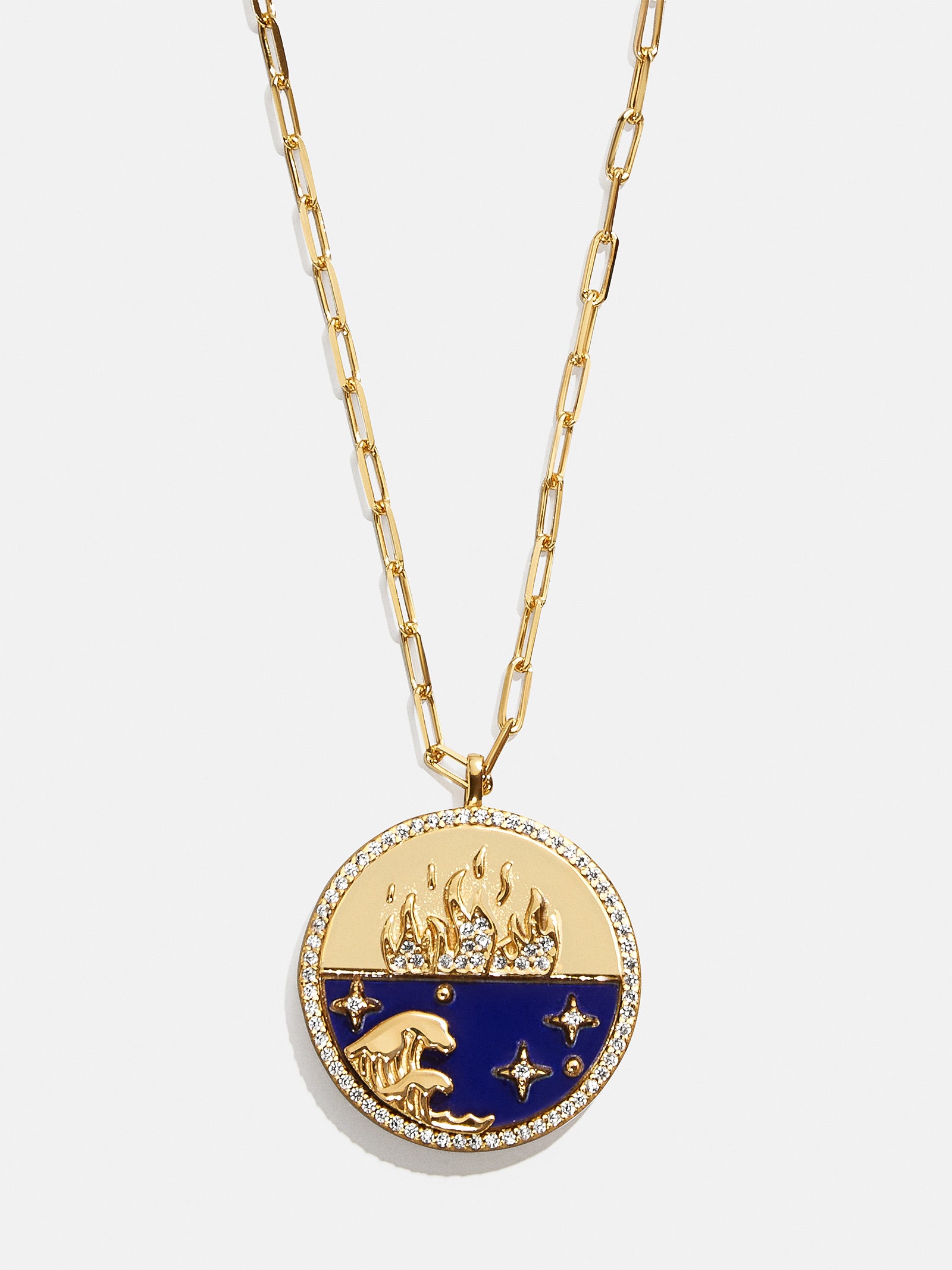 18K Gold Fire Reversible Pendant Necklace - Navy - Image 4