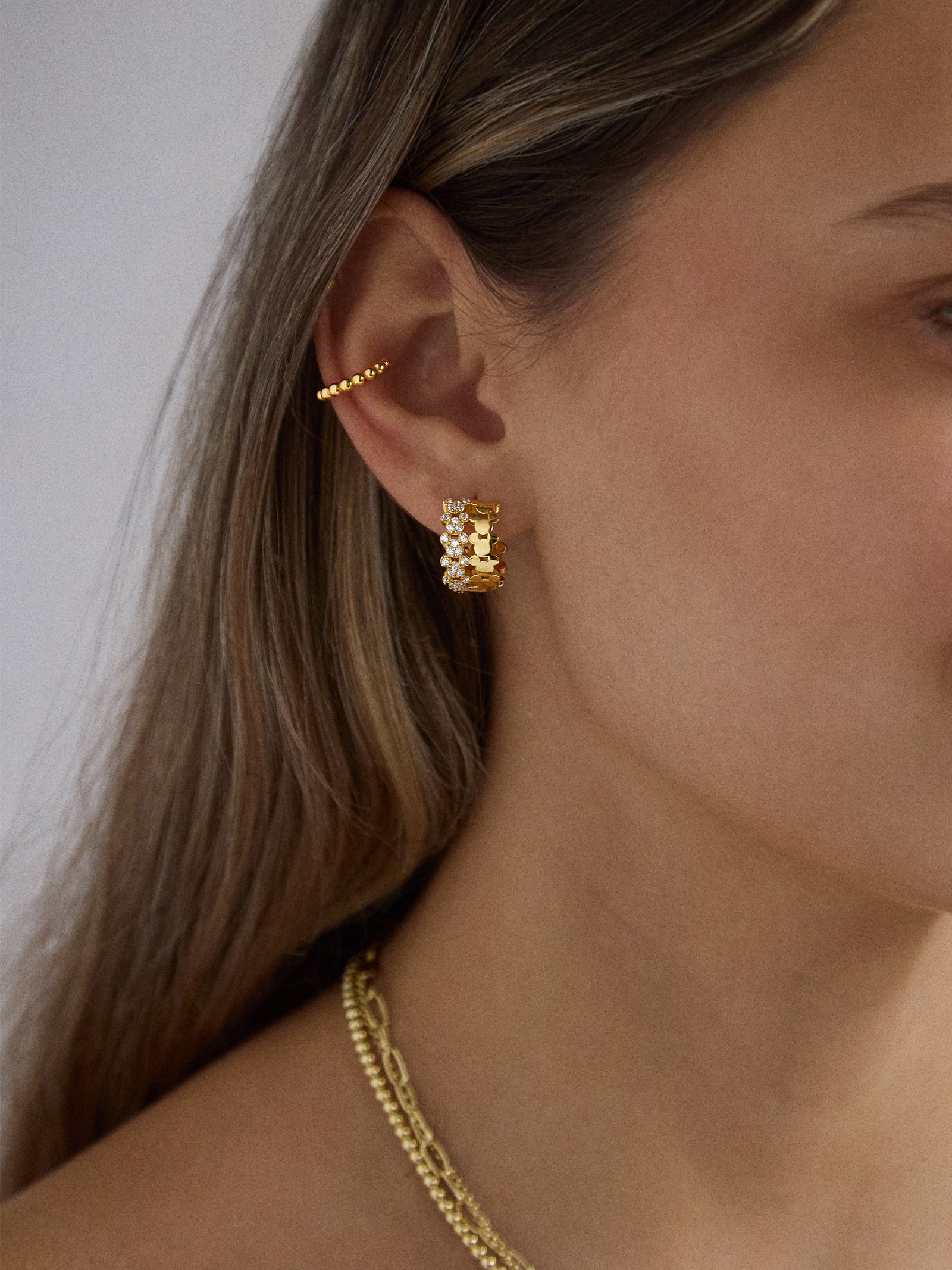 Disney Mickey Mouse 18K Gold Plated Sterling Silver Two-Tone Earrings - Gold/Pav?? - Image 2