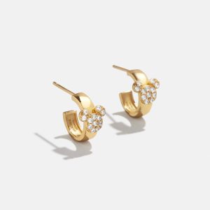 Disney Mickey Mouse 18K Gold Plated Sterling Silver Chunky Earrings - Gold/Pavé