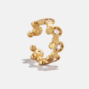 Disney Mickey Mouse 18K Gold Plated Sterling Silver Ear Cuff - Gold/Pavé